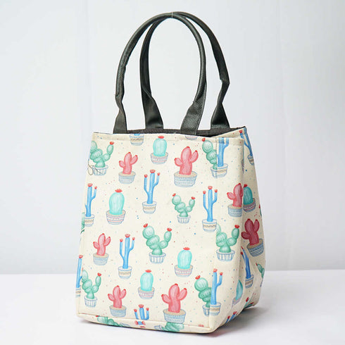 Cactus Printed Lunch Bag With Handle