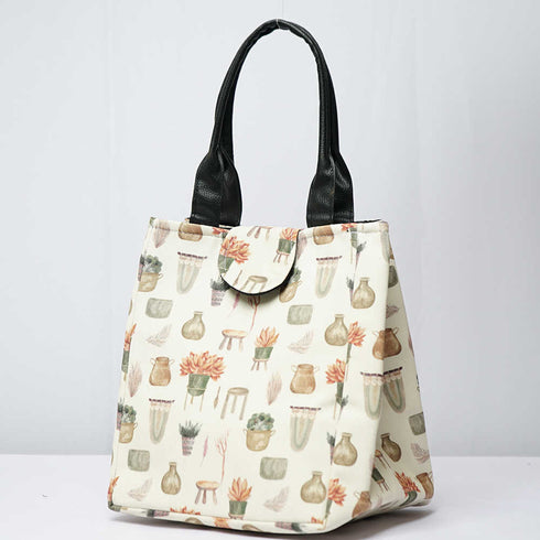 Floral Printed Lunch Bag With Handle