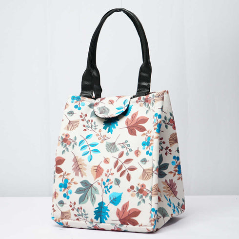 Leafs Printed Lunch Bag With Handle