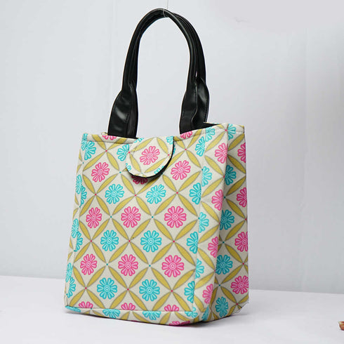 Floral Printed Lunch Bag With Handle