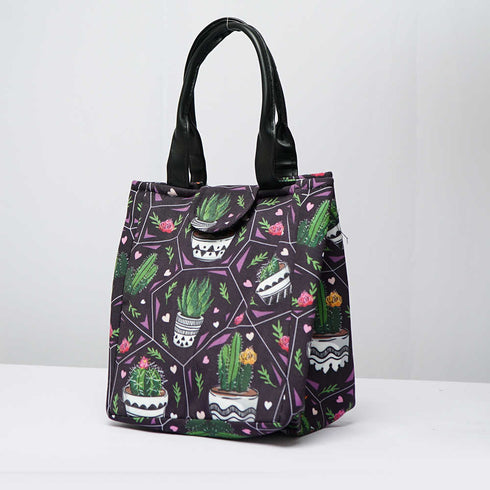 Cactus Printed Lunch Bag With Handle