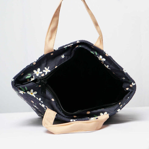 Floral Printed Canvas Lunch Bag With Handle