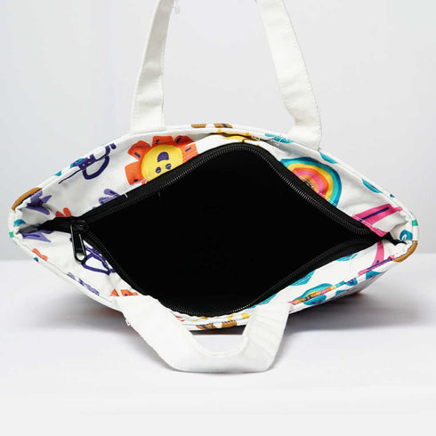 Multicolor Printed Lunch Bag With Handle