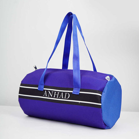 Personalised Blue Printed Kids Swimming Duffle Bag