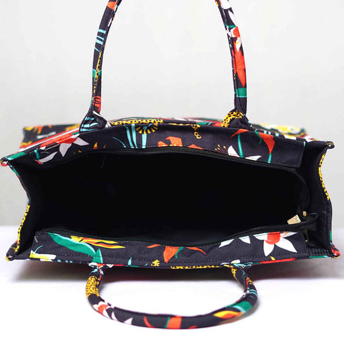 Customized Animal Printed Black Handheld Box Bag