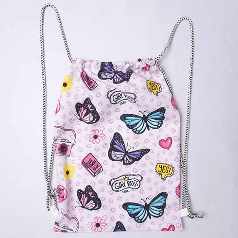 Butterfly Printed Kids Drawstring Bag & Pencil Pouch Combo