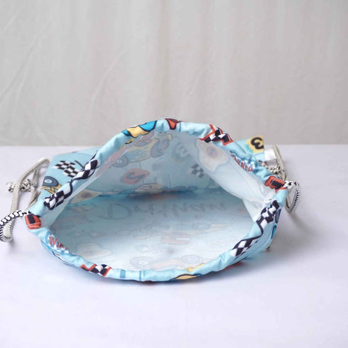 Car Printed Kids Drawstring Bag & Pencil Pouch Combo