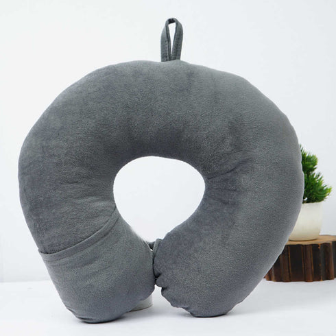 Personalised Cartoon Printed Kids Neck Pillow - Grey