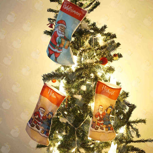 Personalized Santa Claus Stocking for Christmas Set of 3 Combo