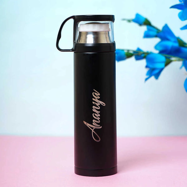 Personalized Flask Bottle with Mug Lid