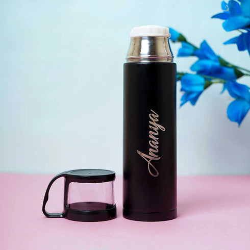 Personalized Flask Bottle with Mug Lid