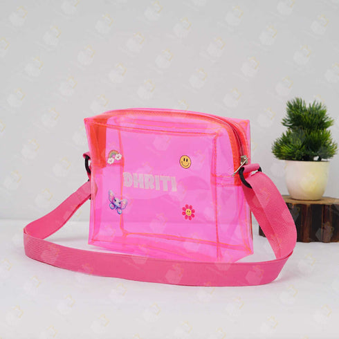 Personalised Jelly Sling Bag for Kids - Pink