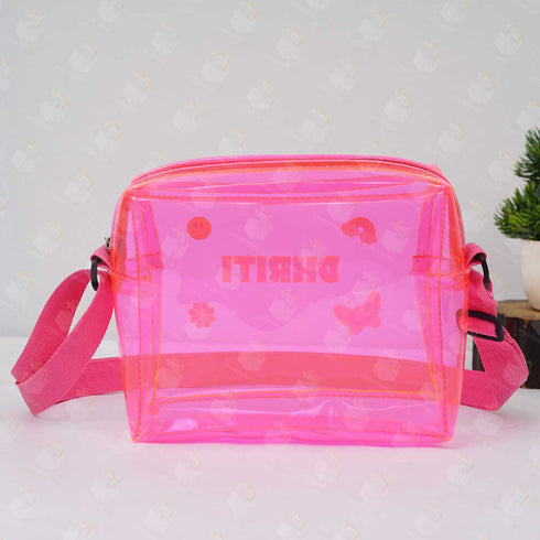 Personalised Jelly Sling Bag for Kids - Pink