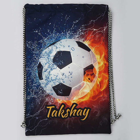 Personalised Football Printed Kids Drawstring Bag