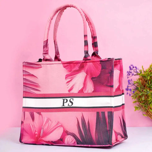 Personalised Floral Printed Box Tote Bag