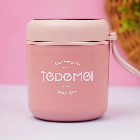 Personalized Mini Stainless Steel Soup Cup Lunch Box - Pink