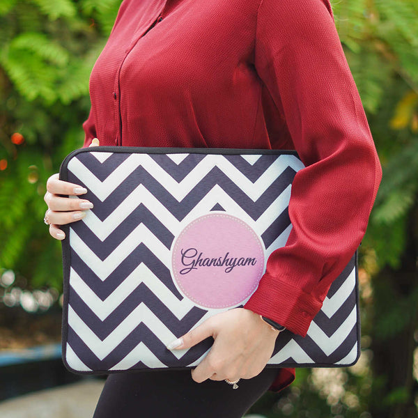 Black Printed Personalised Laptop Sleeve/Cover - Uncommongifts.in