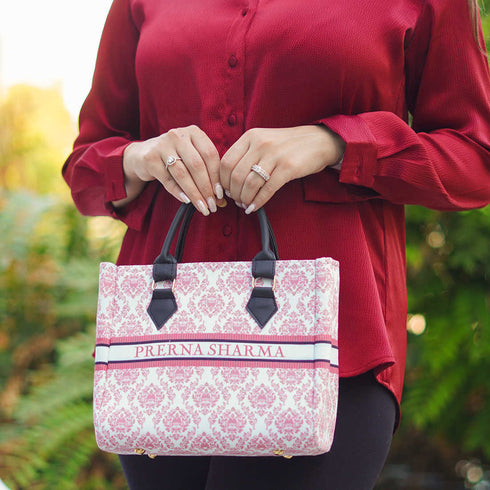 Pink Customized Canvas Sling Bag - Uncommongifts.in