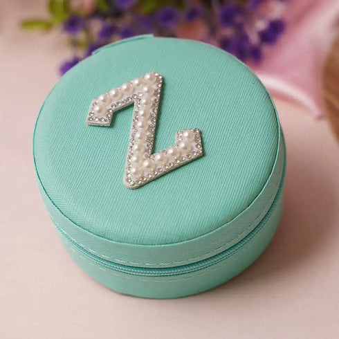 Personalized Initial Round Organizer Jewellery Box for Women