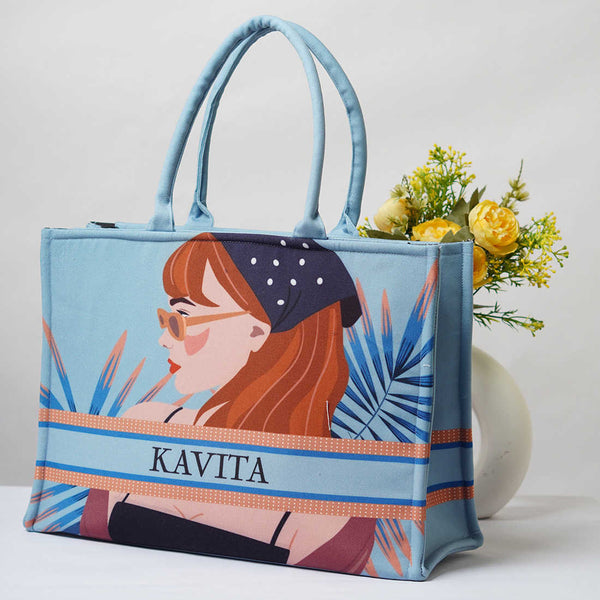 Beautiful Girl Printed Box Tote Bag - Uncommongifts.in