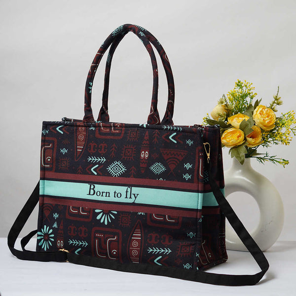 Brown Geometric Pattern Customised Box Tote Bag - Uncommongifts.in