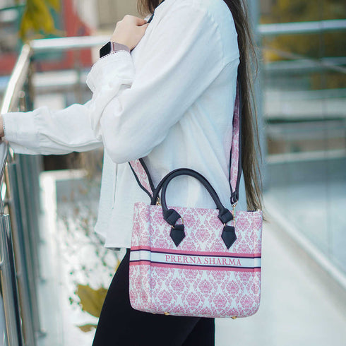 Pink Customized Canvas Sling Bag - Uncommongifts.in