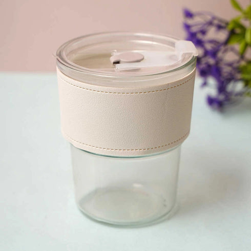 Personalized Glass Sipper with Leather Sleeve