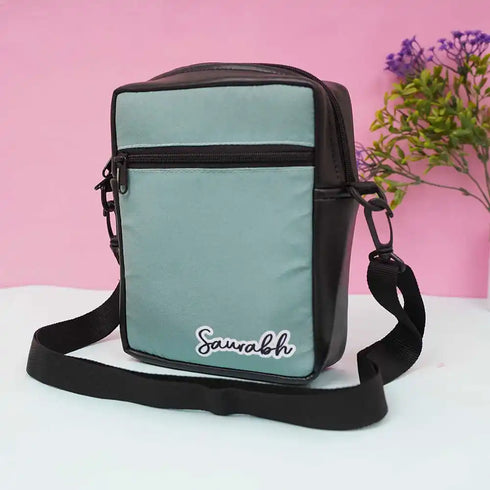 Sky Blue Print Men Sling Bag