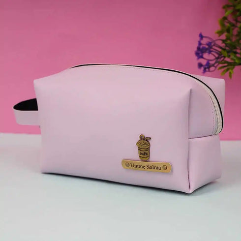 Personalized PU Box Pouch with Charm- Light Pink