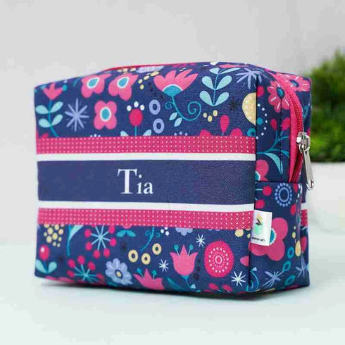 Personalized Floral Printed Box Pouch for Kids
