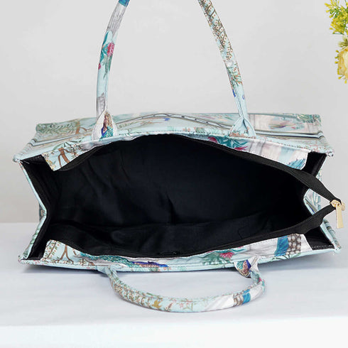 Peacock Printed Customised Box Tote Bag - Uncommongifts.in