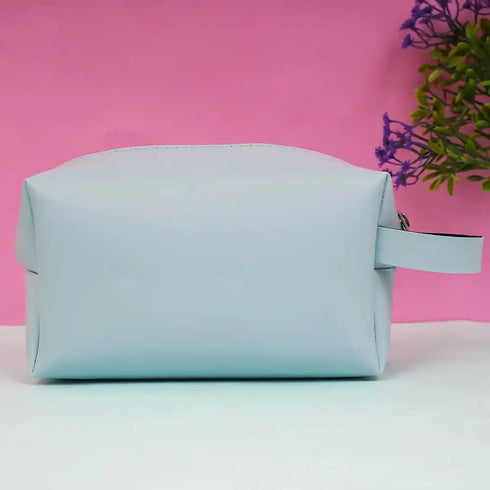 Personalized PU Box Pouch with Charm- Sky Blue