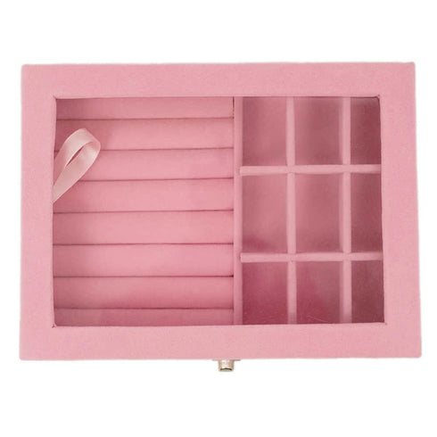 Personalized 9 Grid Jewellery Organiser Velvet Storage Box Case