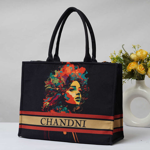 Beautiful Black Girl Printed Box Tote Bag - Uncommongifts.in