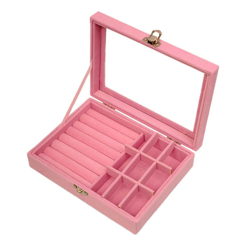 Personalized 9 Grid Jewellery Organiser Velvet Storage Box Case