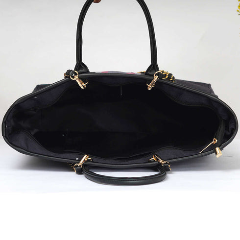 Luna Black Handle Handbag - Uncommongifts.in