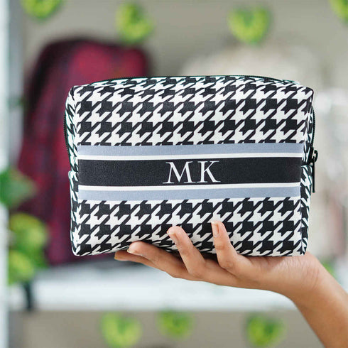 Personalised Black & White Box Pouch - Uncommongifts.in