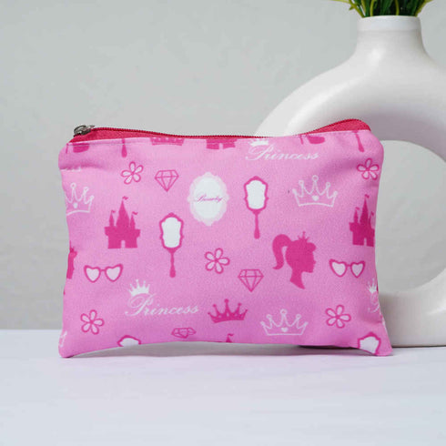 Personalised Pink Printed Kids Pouch & Luggage Tag Combo