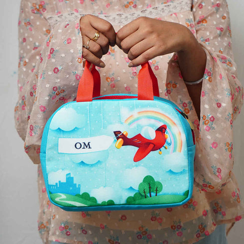 Personalised Rainbow Printed Kids Lunch Bag With Handle