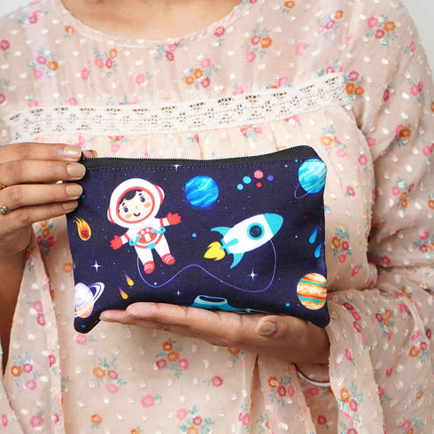 Black Printed Personalised Kids Wet Pouch