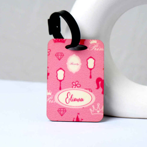 Personalised Pink Printed Kids Pouch & Luggage Tag Combo