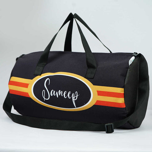Personalised Black Printed Kids Sling Duffle Bag Combo Gift Set