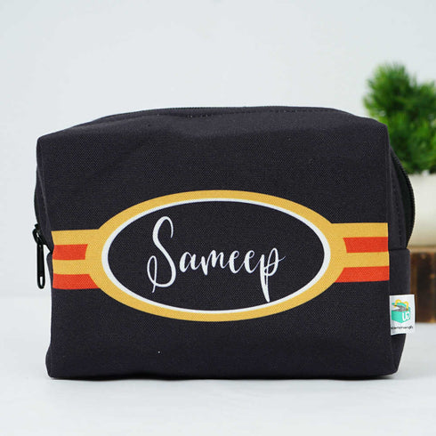 Personalised Black Printed Kids Sling Duffle Bag Combo Gift Set
