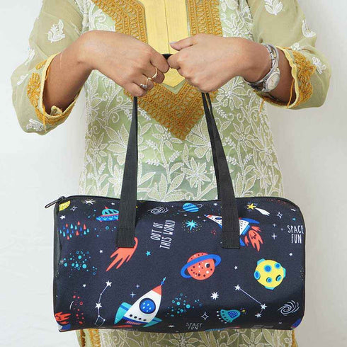 Personalised Black Printed Kids Duffle Bag