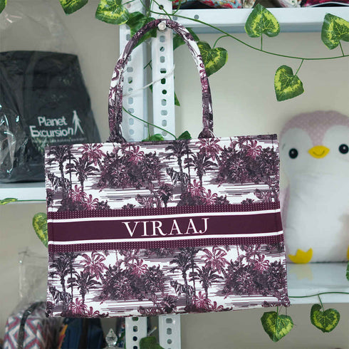 Brown Animal Printed Customised Box Bag - Uncommongifts.in