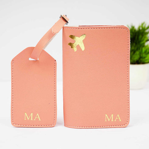 Personalized Passport Cover & Luggage Tag Combo Gift Set