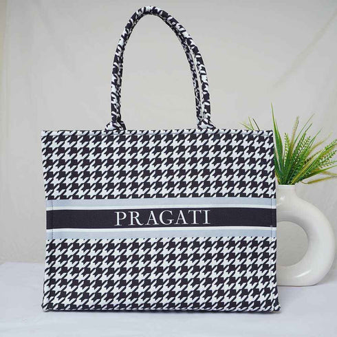 Personalised Black & White Printed Box Bag Combo