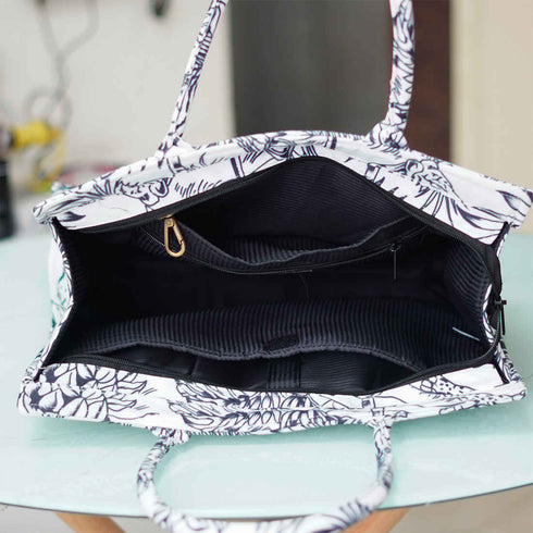 Black & White Animal Printed Customised Box Tote Bag - Uncommongifts.in