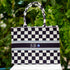 Customized Geometric Printed Black & White Oversized Shopper Box Bag - Uncommongifts.in