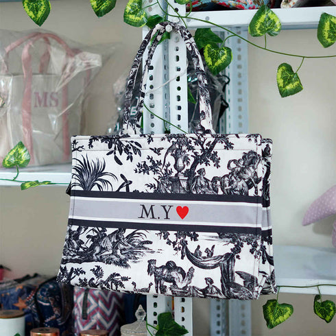 Customized Floral Printed Green Handheld Box Bag - Uncommongifts.in